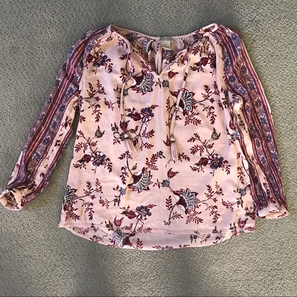 Lucky Brand Boho Tassel Top Size S